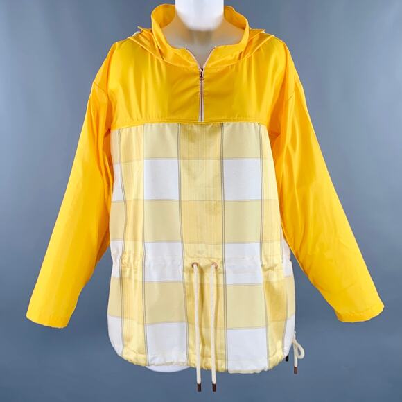 F.WORDS Size XS/S Yellow White Mixed Patterns Windbreaker Jacket - Picture 1 of 6
